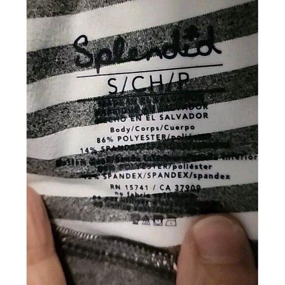 Splendid Sports Bra Small Gray & White Stripes Cross Back - Picture 7 of 8